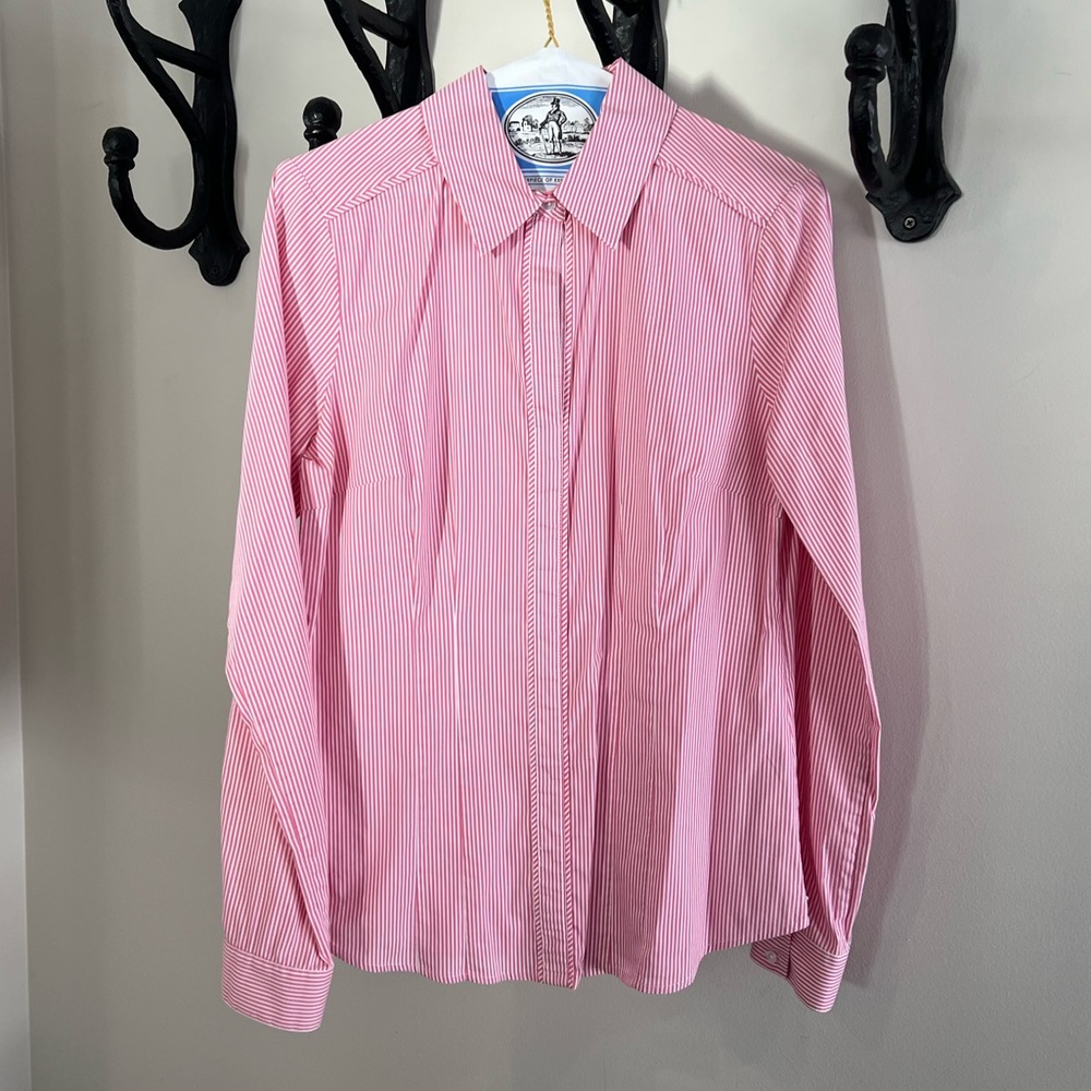 White House Black Market WHBM Pinstripe Hourglass Button-Down Blouse Size 8